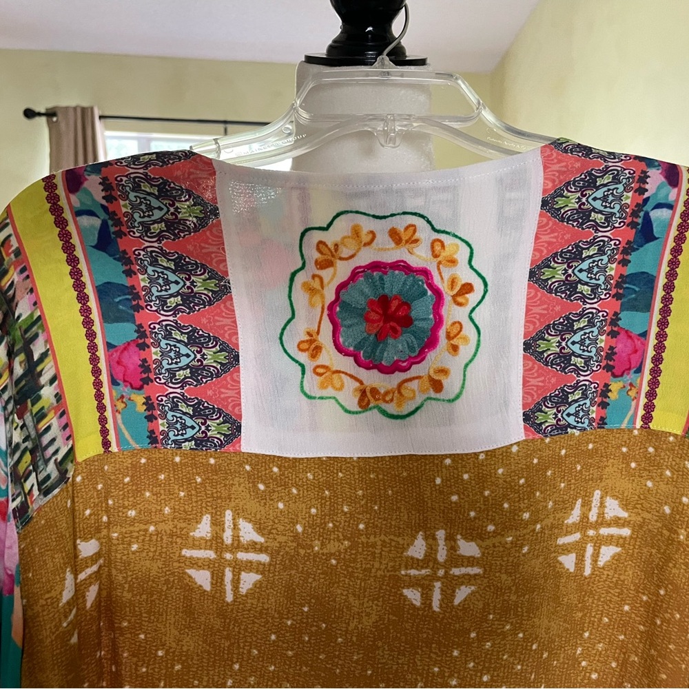 John Mark Colorful Patterned Kimono Cardigan. Boho. size Large. Like new! - Picture 12 of 13